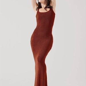 POPFLEX Rust Knit Maxi Dress